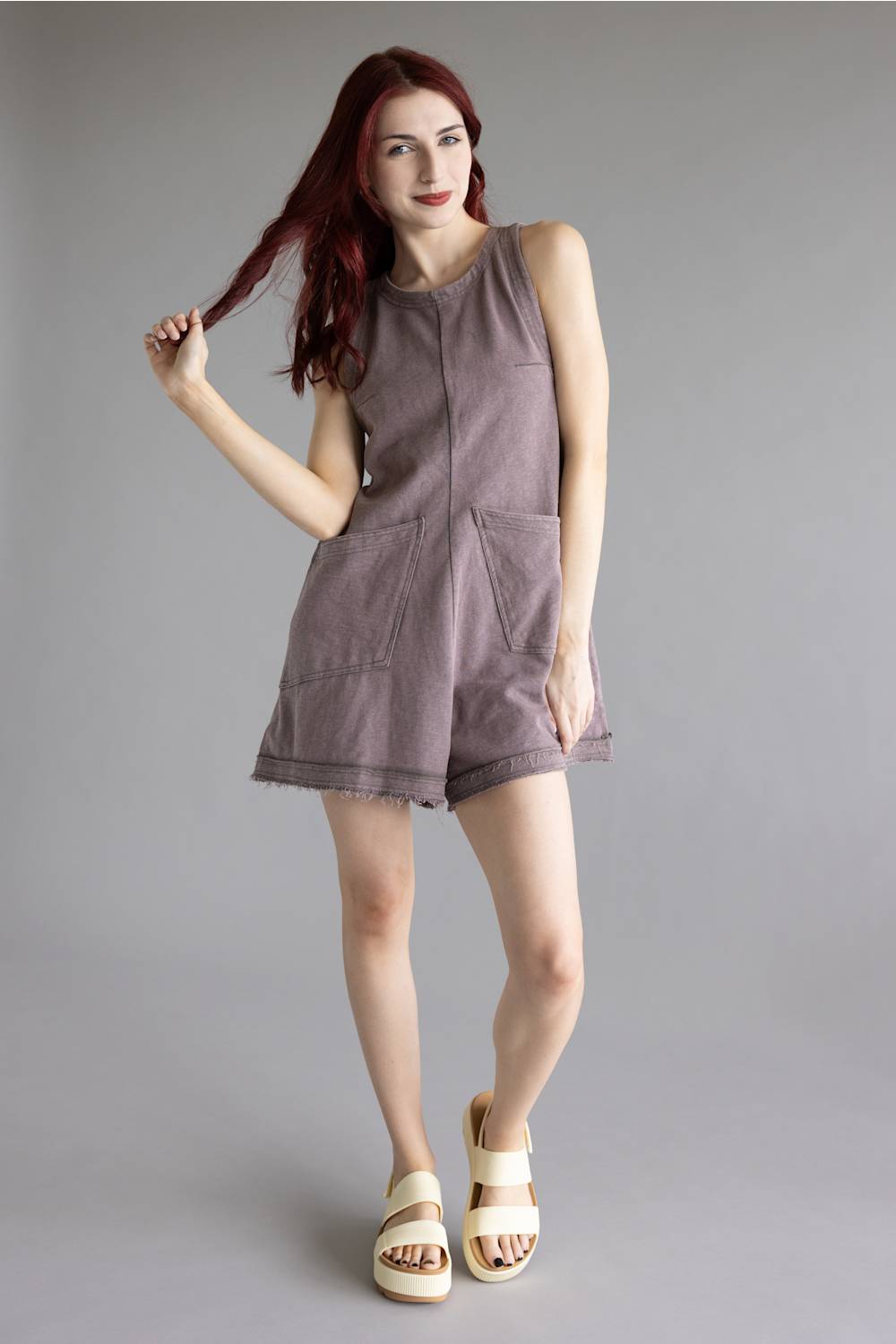 Simply Southern Washed Romper for Women in Dark Gray