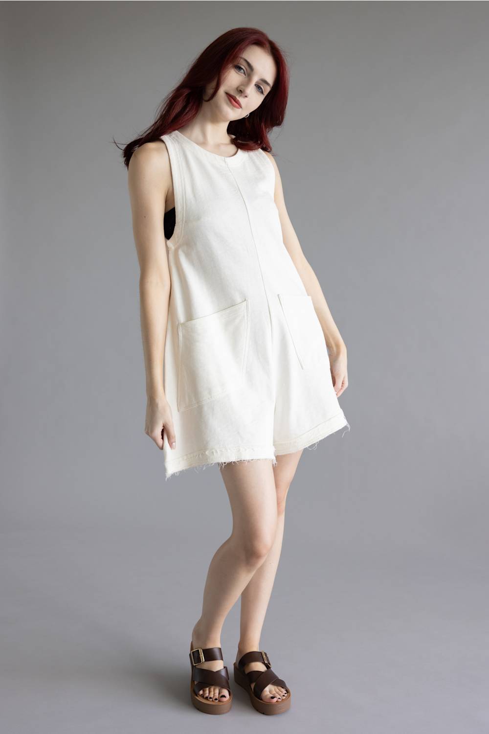 Simply Southern Washed Romper for Women in Pearl