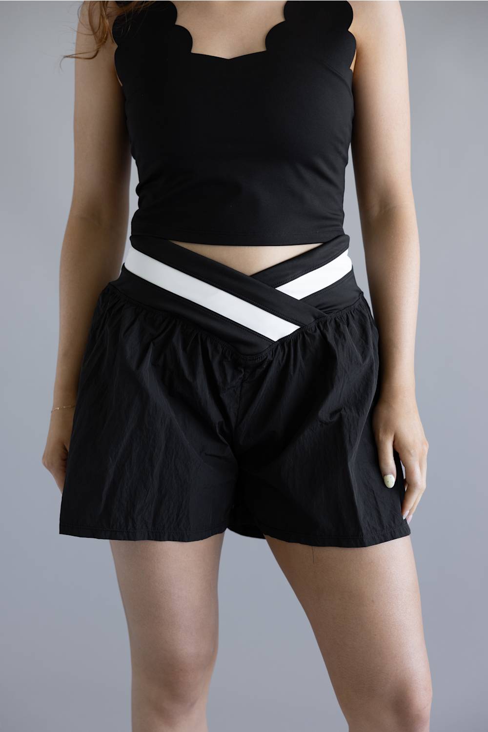 Simply Southern Wrap Lounge Shorts for Women in Black