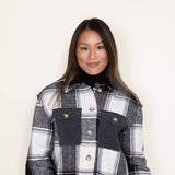 Womens Simply Southern Yosemite Plaid Shacket for Women in Black