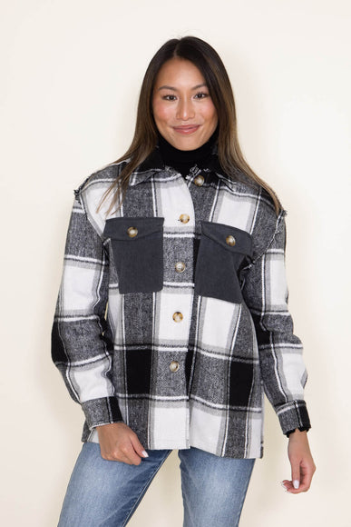 Womens Simply Southern Yosemite Plaid Shacket for Women in Black