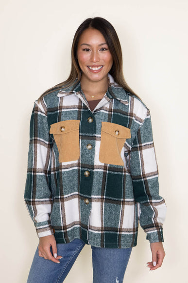 Simply Southern Womens Clothing Yosemite Plaid Shacket for Women in Green