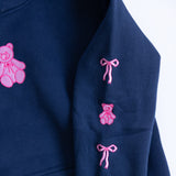 Simply Southern Youth Embroidered Dilara Bear Hoodie for Girls in Navy | PP-0225-YTH-HD-DILARA-BEAR