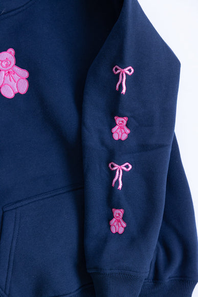 Simply Southern Youth Embroidered Dilara Bear Hoodie for Girls in Navy | PP-0225-YTH-HD-DILARA-BEAR