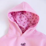Simply Southern Youth Embroidered Dilara Cherry Hoodie for Girls in Pink