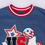 Simply Southern Youth USA Patch Varsity Crew Sweatshirt for Girls in Navy