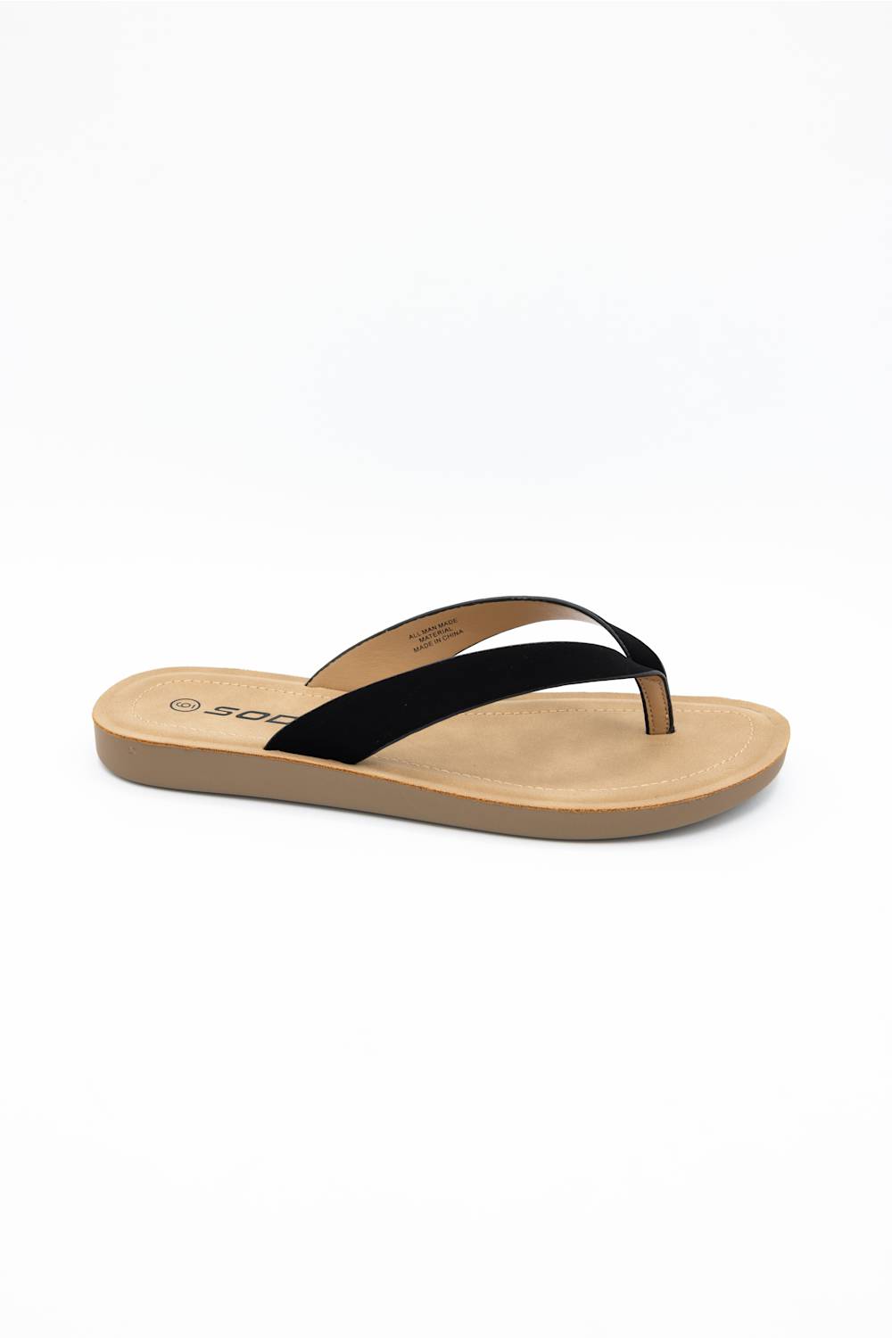 Soda Ella Flip Flops for Women in Black