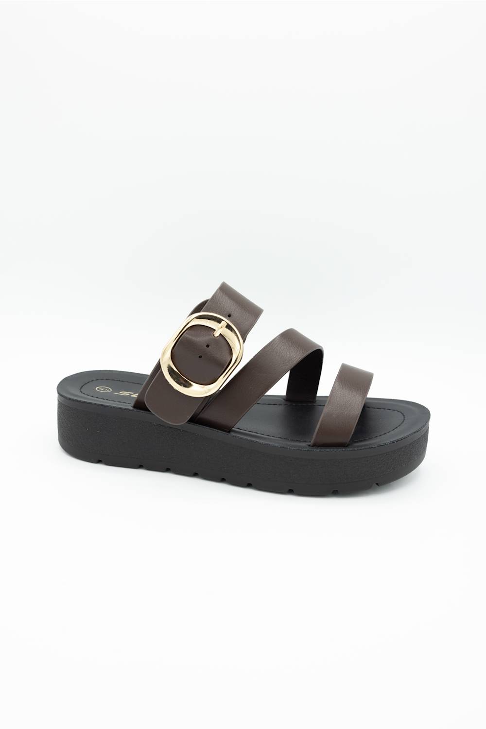 Soda Falke Platform Slide Sandals for Women in Brown