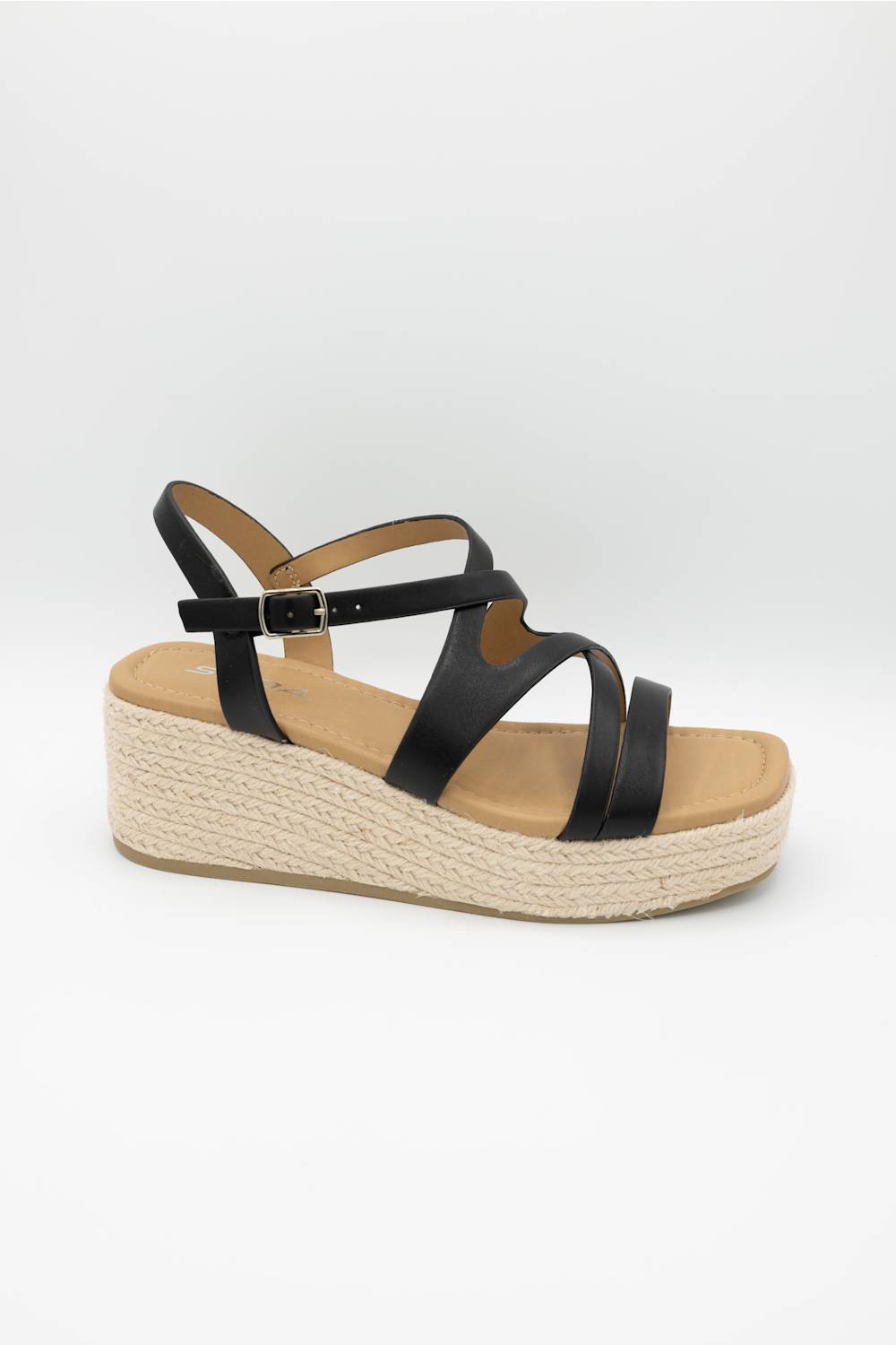 Soda Loco Rope Wedges for Women in Black