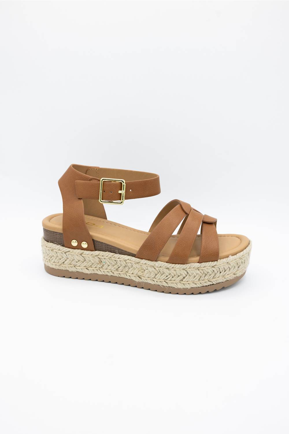 Soda Motive Rope Platform Sandals for Women in Tan