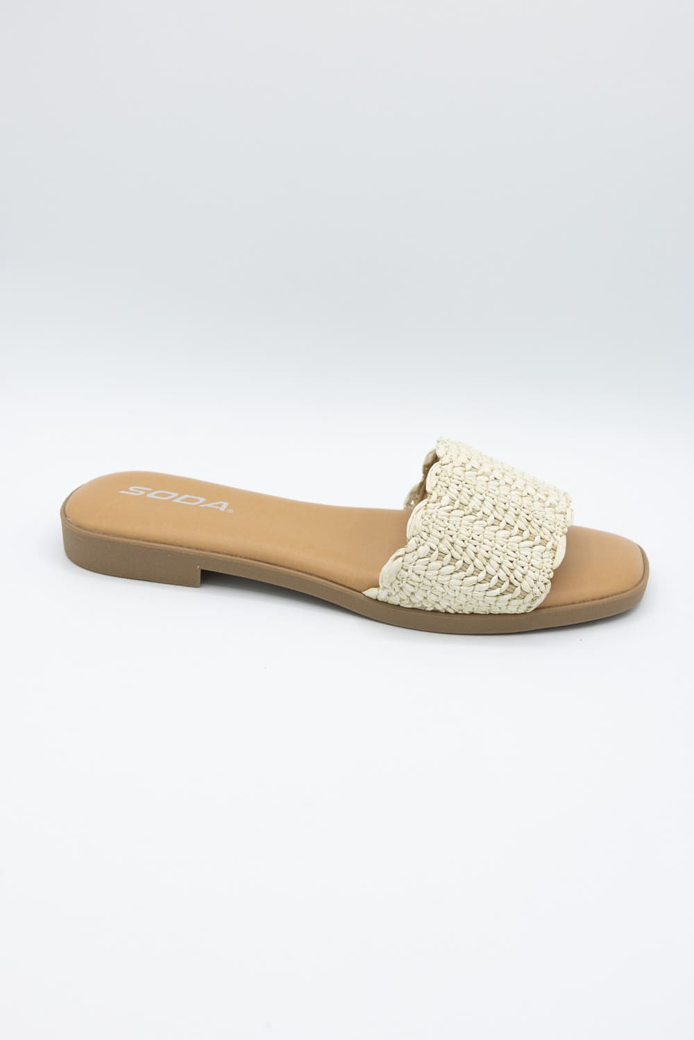 Soda Screen Raffia Slide Sandals for Women in Bone