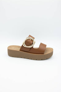 Soda Shance Platform Sandals for Women in Cognac