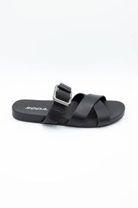 Soda Terse Slide Sandals in Black