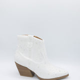 Soda Shelby Pearl Western Booties for Women in White