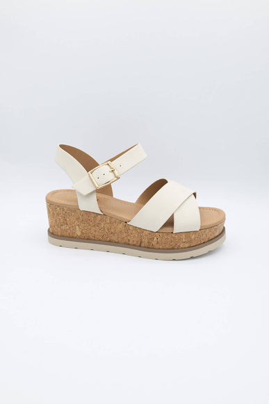 Soda Clever Criss Cross Platform Sandals for Women in Beige