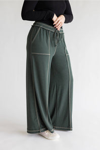 Final Touch Soft Wide Leg Lounge Pants for Women in Hunter Green | FP3291-HUNTERGREEN