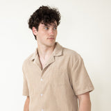 Corduroy Button Up Shirt for Men in Tan