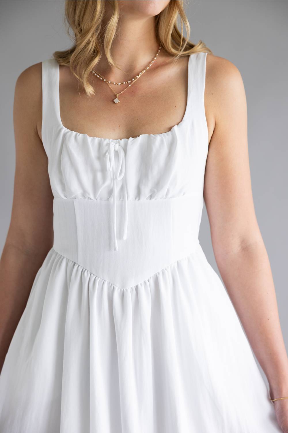 Solid Midi Dress for Women in White