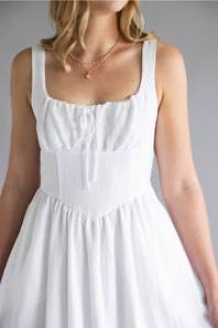 Solid Midi Dress for Women in White