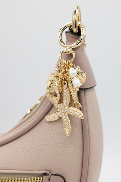 Starfish Shell Pearl Purse Charm in Gold