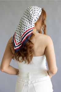 Stars and Stripes Americana Silk Scarf for Women in Ivory