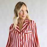 Striped Satin Pajama Set for Women in Blush