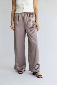 Sunday Edition Satin Wide Leg Pants for Women in Stone