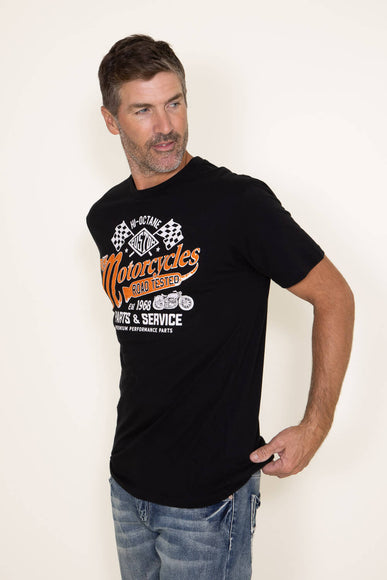 Moto Parts Graphic T-Shirt for Men in Black
