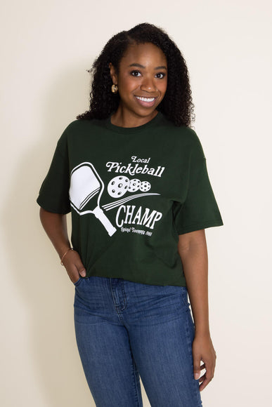 Local Pickleball Champ Graphic T-Shirt for Women in Green