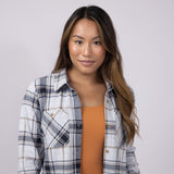 Thread & Supply Lewis Soft Luxe Button Up Shirt for Women in Off White Black Brown