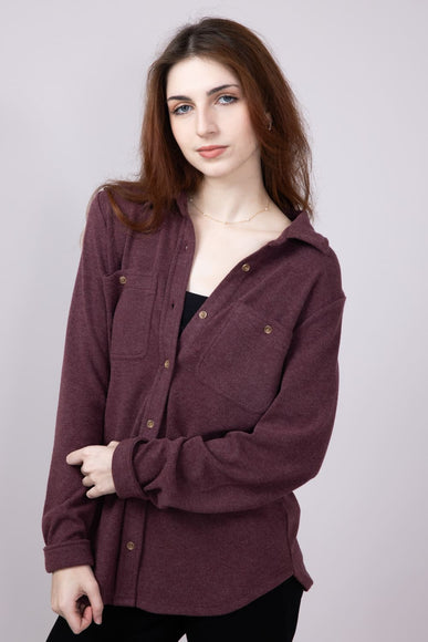 Thread & Supply Lewis Soft Luxe Button Up Shirt for Women in Wine Heather