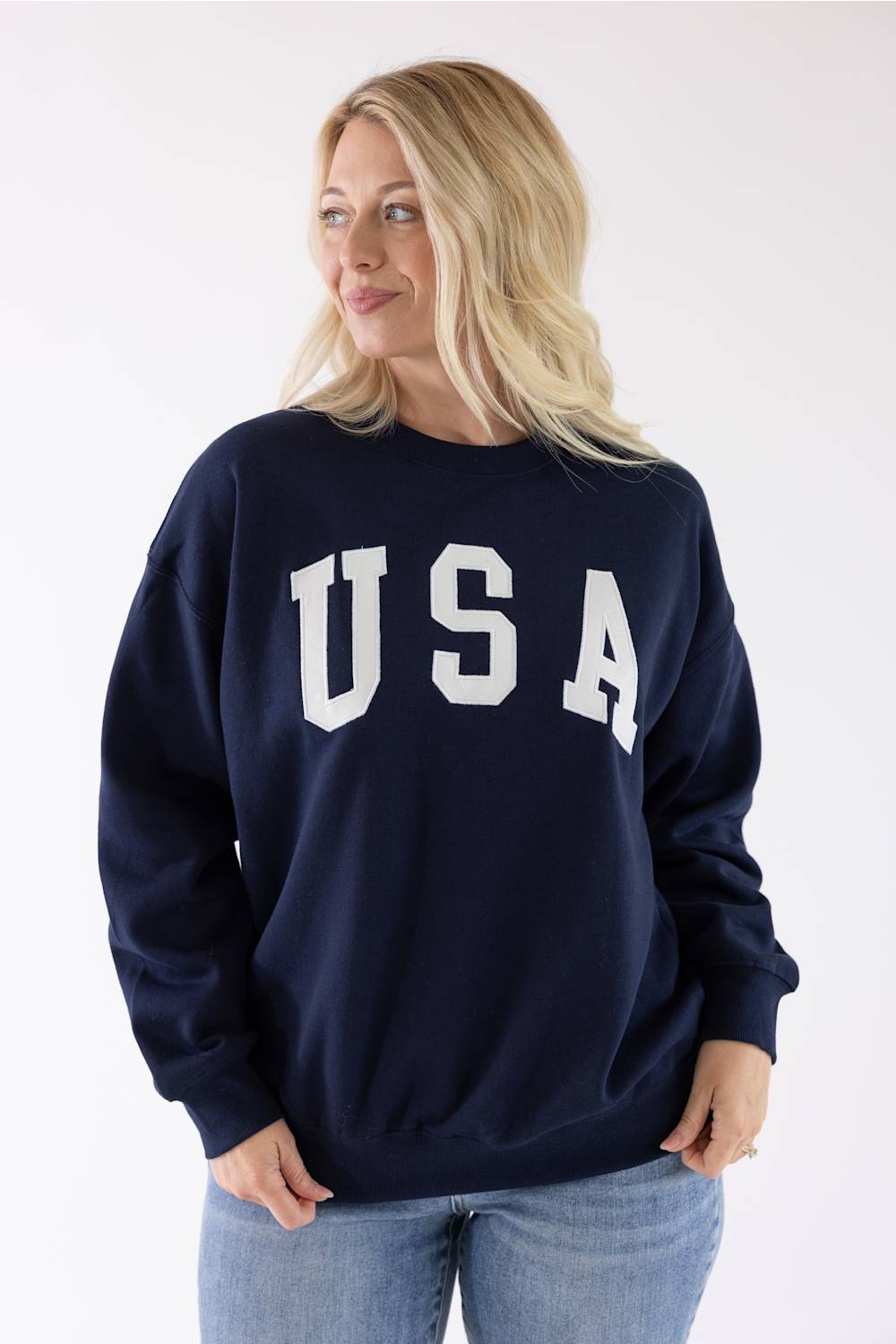 Reflex USA Fleece Crewneck for Women in Navy