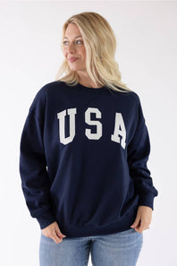 Reflex USA Fleece Crewneck for Women in Navy