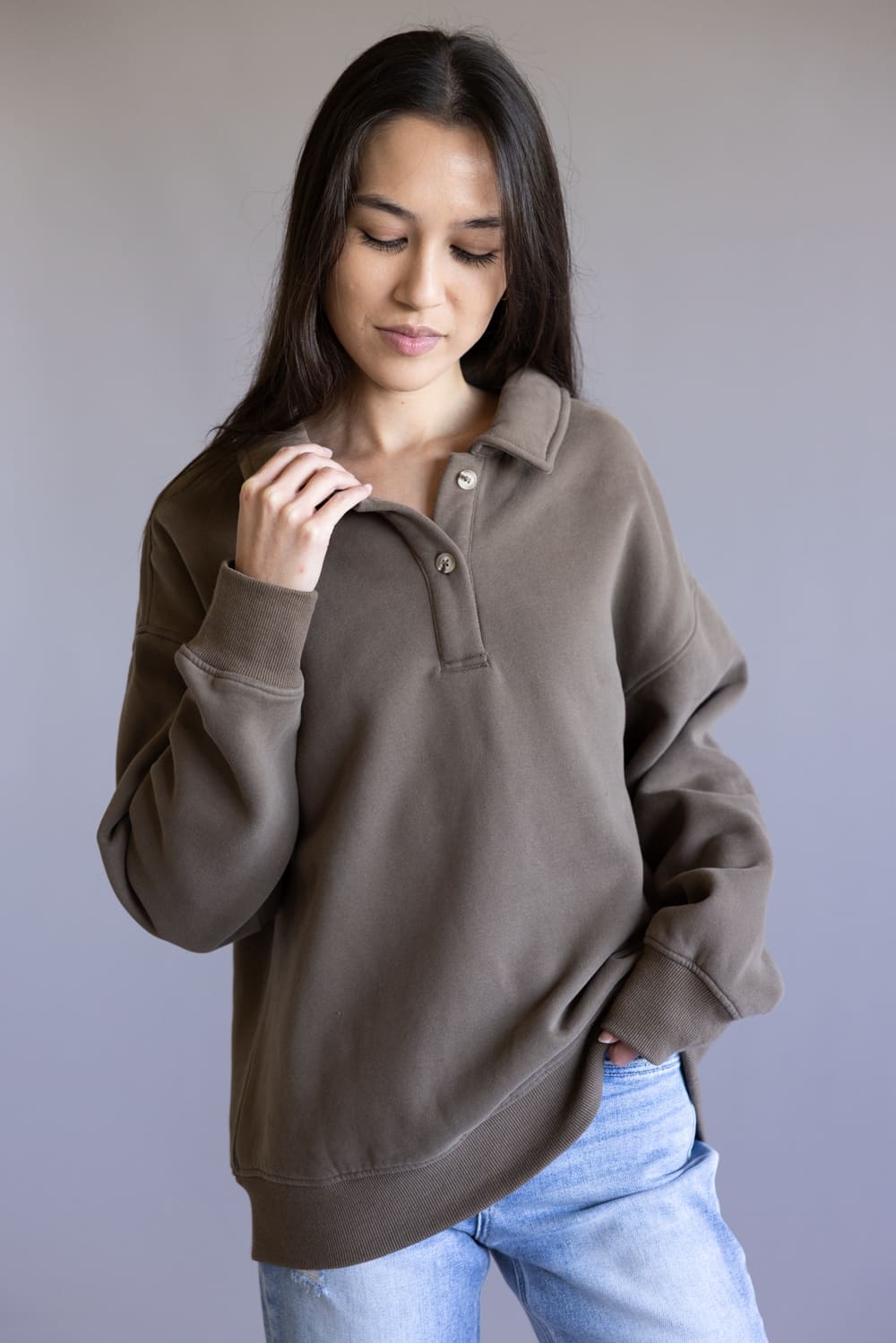 Thread & Supply Arizona Pullover Top for Women in Chocolate