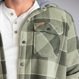 Sherpa Lined Polar Hooded Shacket for Men in Olive