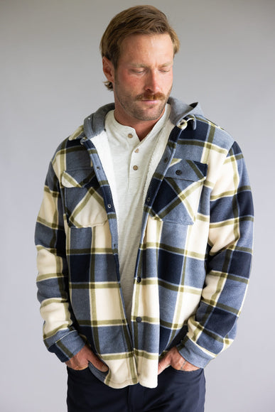 Sherpa Lined Polar Hooded Shacket for Men in Off White
