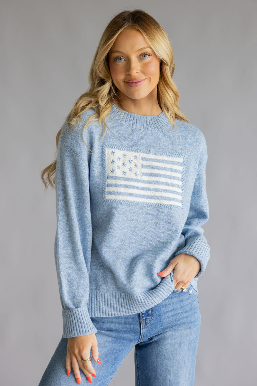 Thread & Supply Knit Allegiance Sweater for Women in Heather Blue