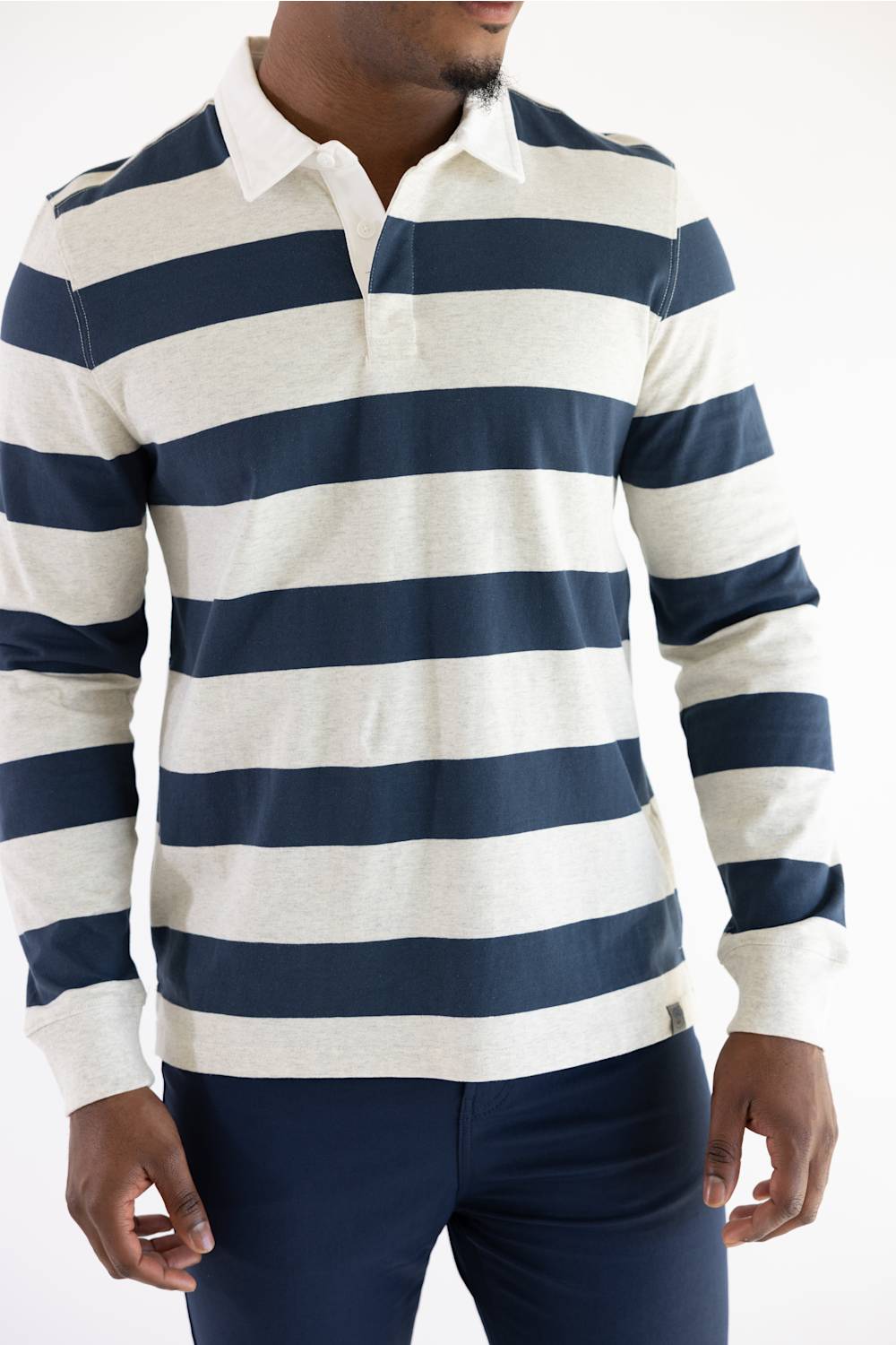 Flag & Anthem Troy Rugby Polo for Men in Oatmeal Navy
