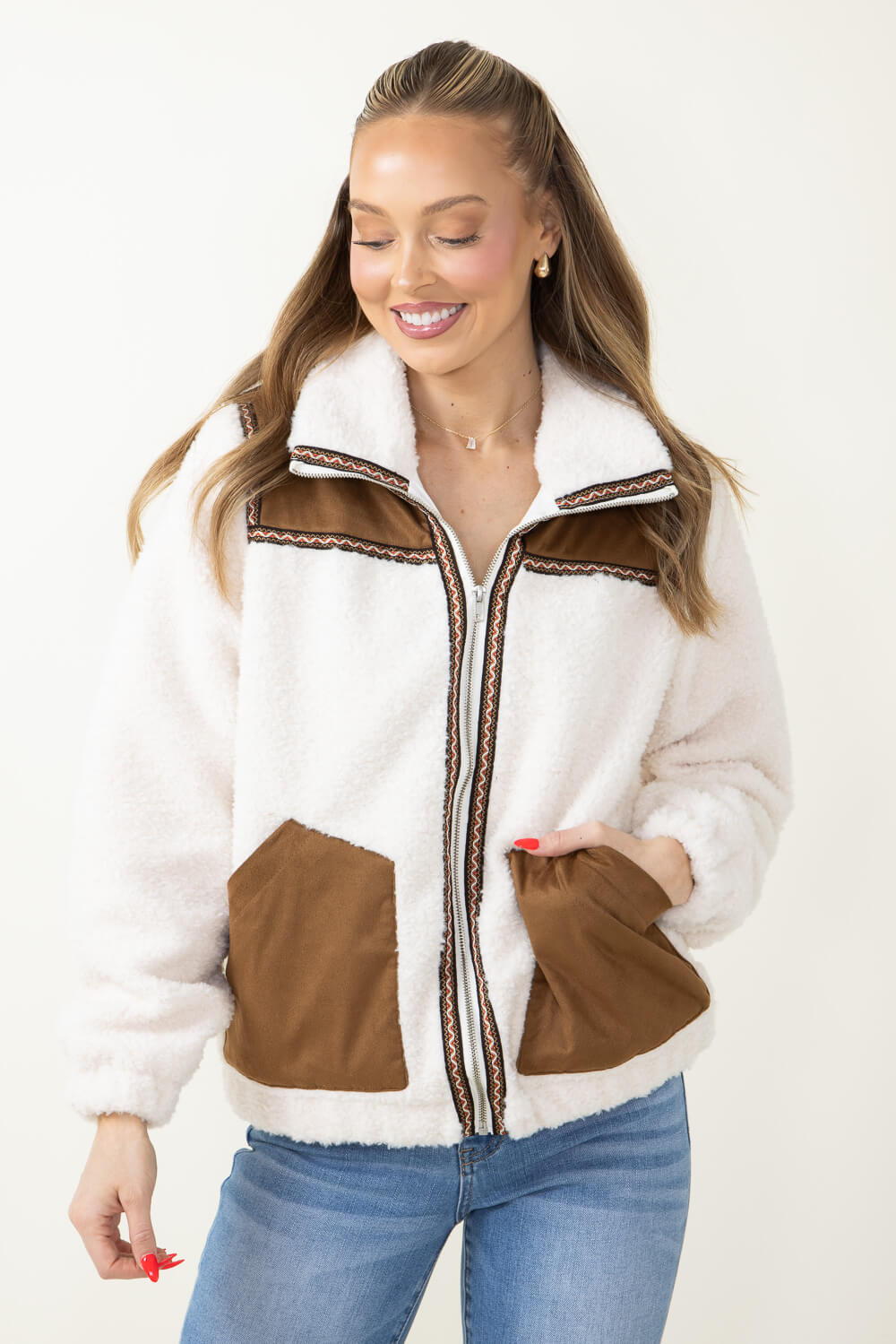 Suede teddy jacket deals