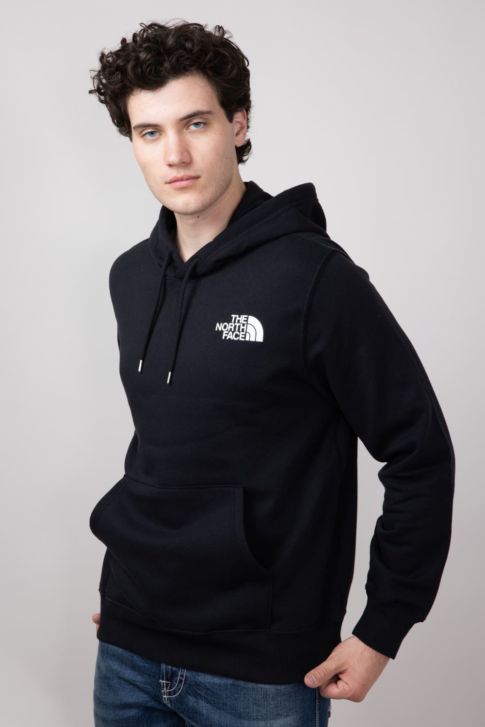 The North Face Box Logo Hoodie for Men in Black/Yellow