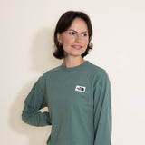 The North Face Heritage Patch Long Sleeve T-Shirt for Women in Sage Green