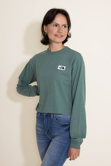 The North Face Heritage Patch Long Sleeve T-Shirt for Women in Sage Green