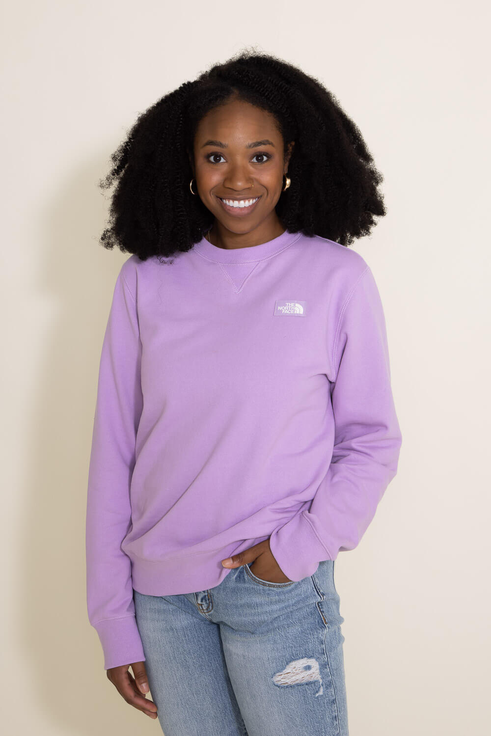 The North Face Heritage Patch Sweatshirt for Women in Purple