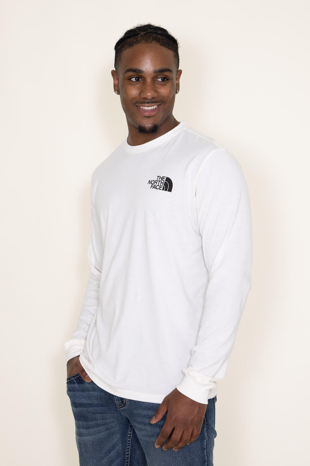 The North Face Long Sleeve Box Logo T-Shirt for Men in White