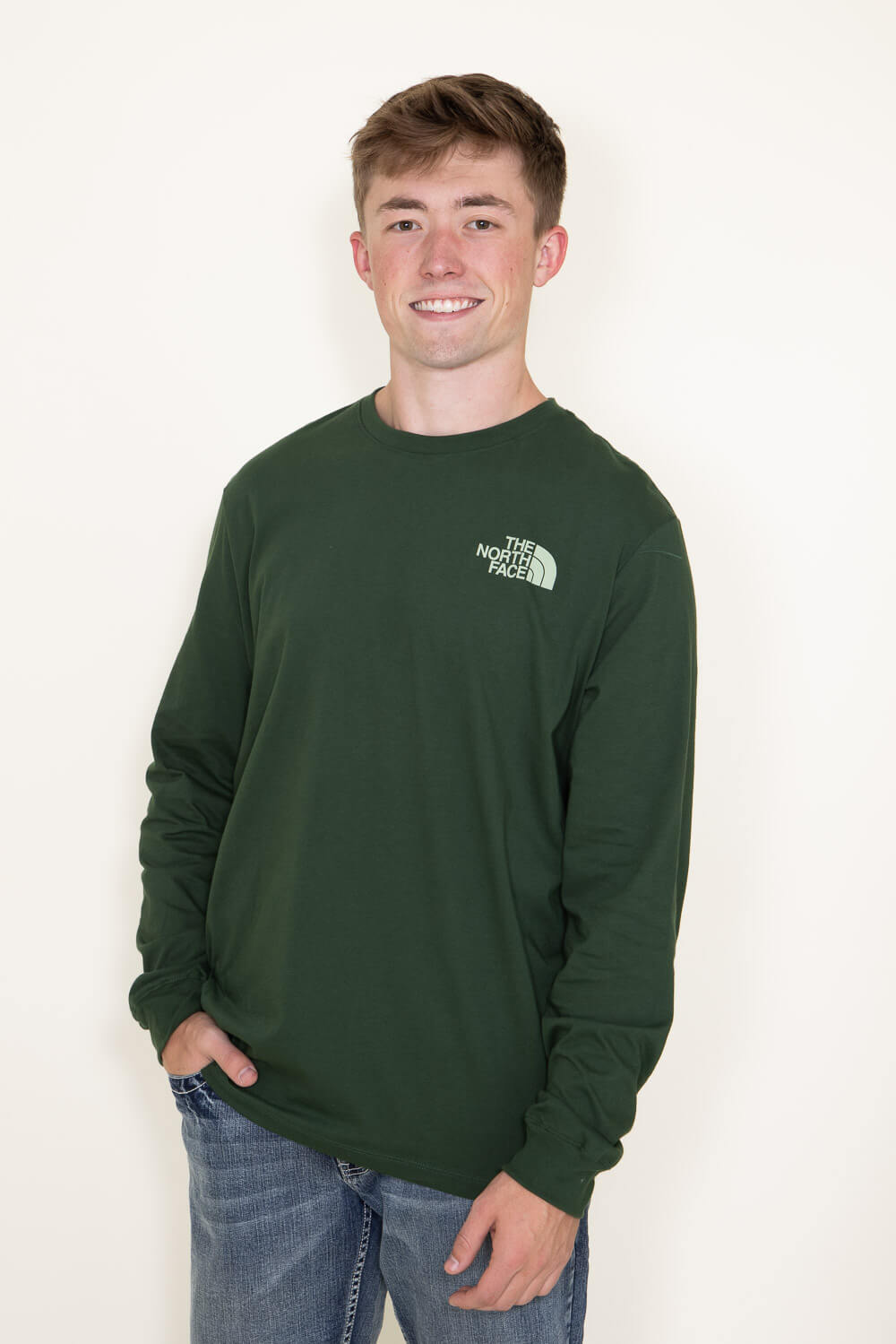 The North Face Long-Sleeve Hit Graphic T-Shirt - Men's Pine Needle / Misty Sage M