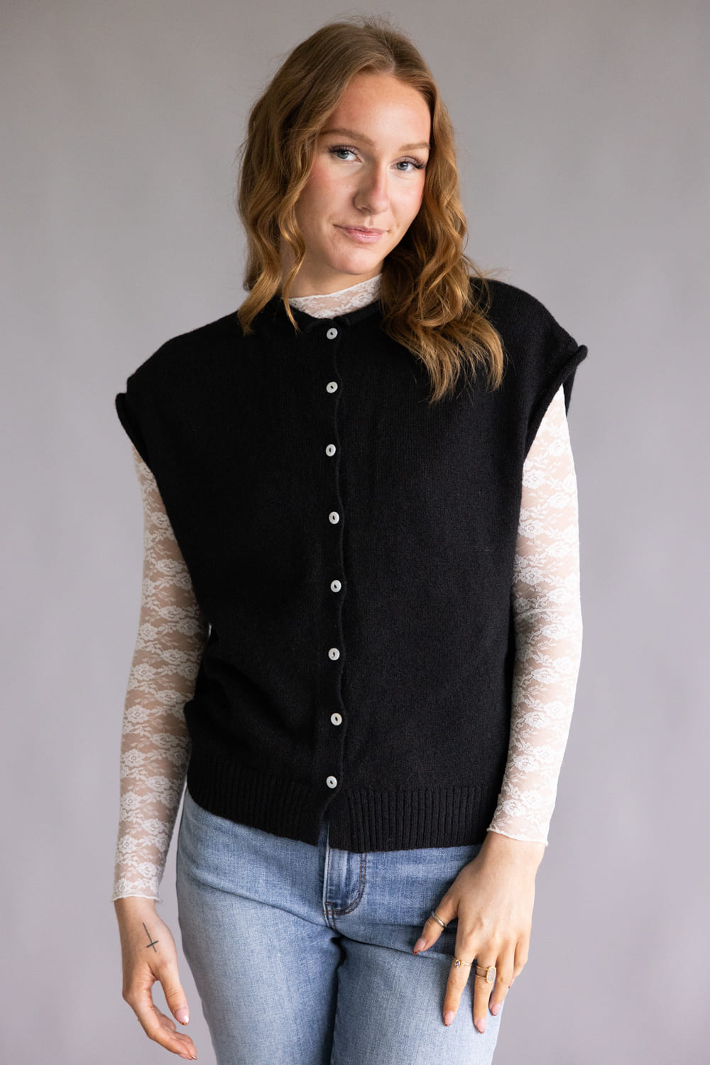 Things Between Cap Sleeve Piper Cardigan for Women in Black