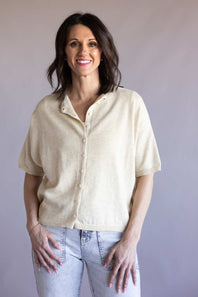 Things Between Half Sleeve Toby Cardigan for Women in Oatmeal | TBW13717-OAT
