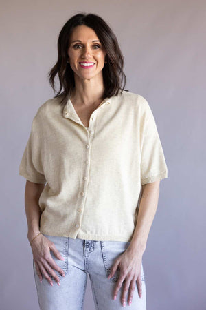 Things Between Half Sleeve Toby Cardigan for Women in Oatmeal