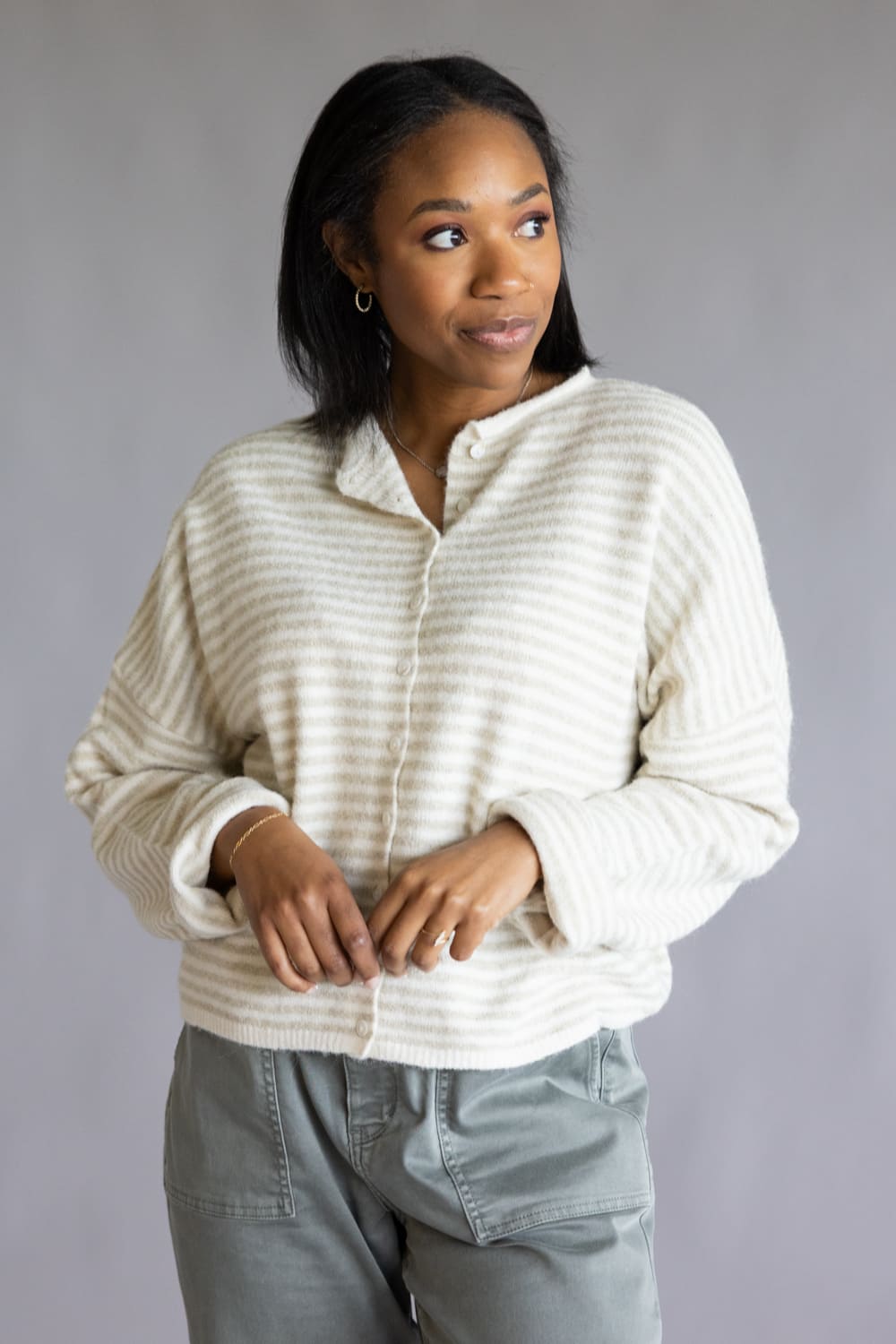 Things Between Stripe Piper Cardigan for Women in Cream