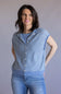 Things Between Striped Cap Sleeve Piper Cardigan for Women in Dusty Blue